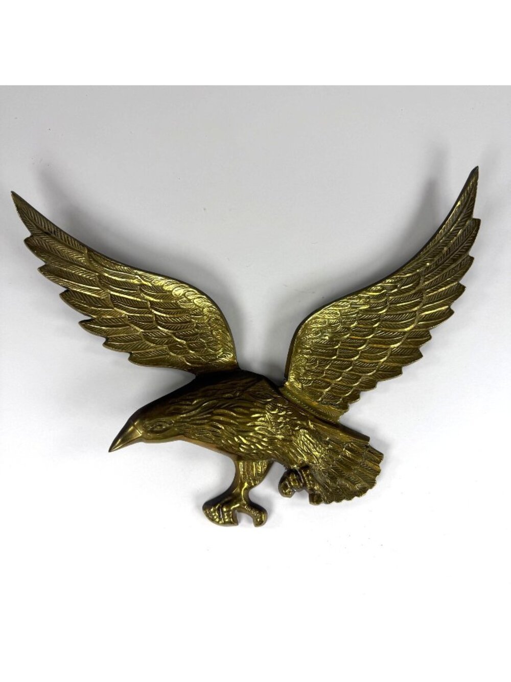 Vintage Brass Eagle Wall Plaque Sculptural Hanging Decorative Bird Art USA Desig